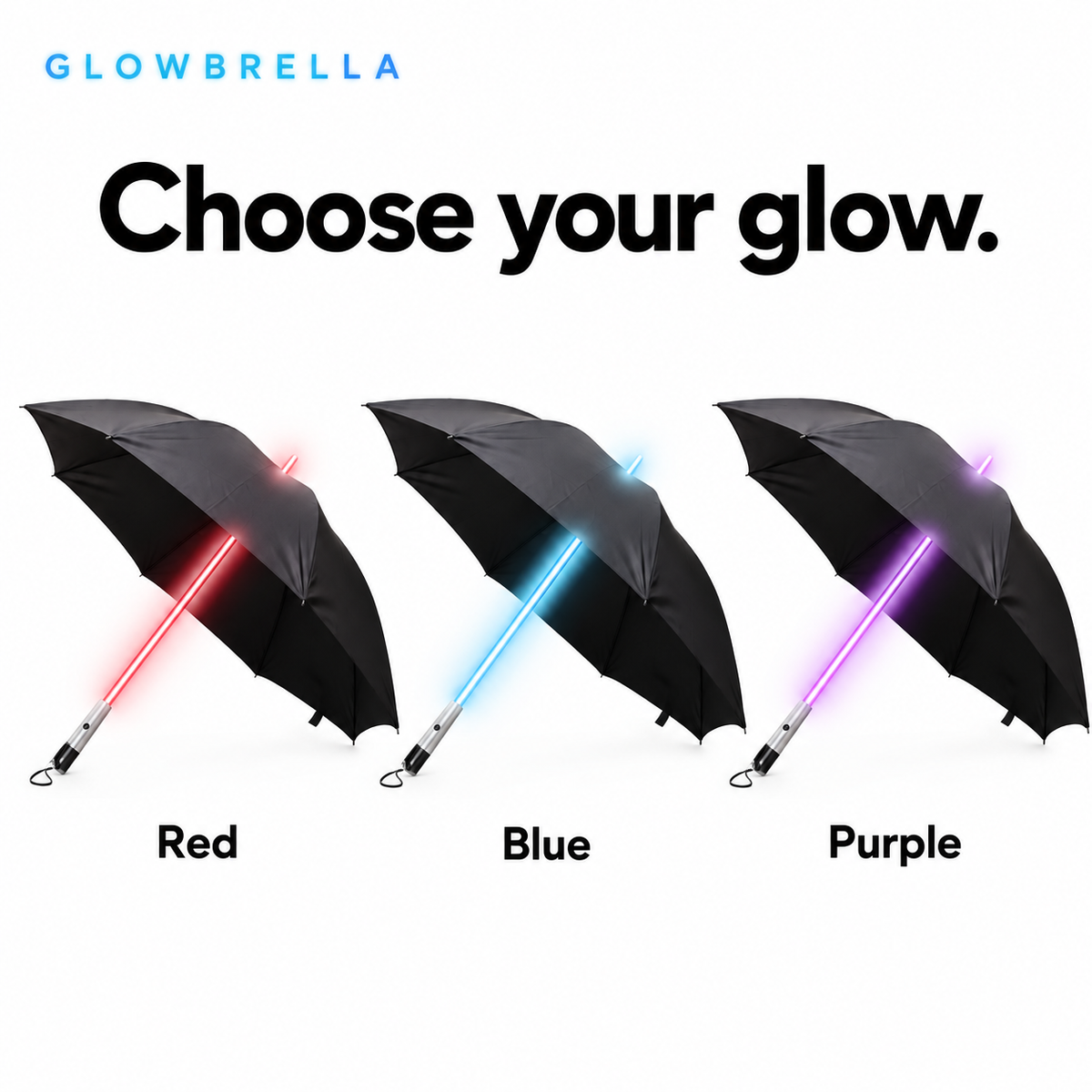 Glowbrella LED umbrella on white background